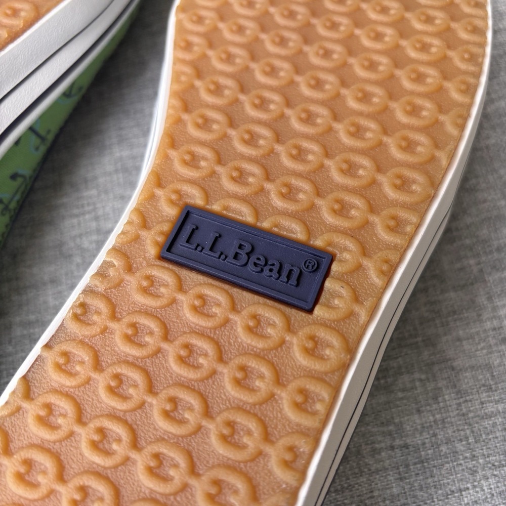 L.L. Bean Women's 8W Boat Sneaker Shoes Canvas Green Blue Nautical Anchors - Picture 12 of 14